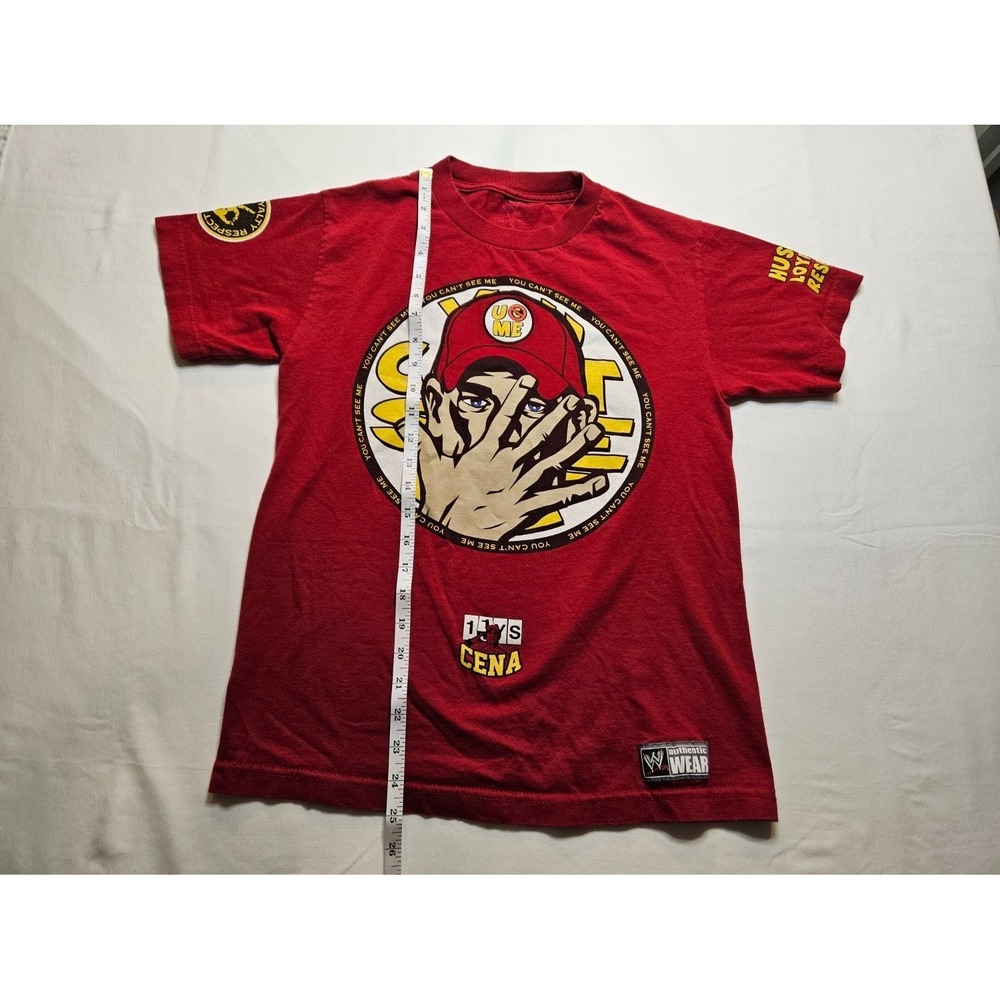 WWE John Cena You Can't See Me T-Shirt Men Size S Red Cotton 2010s Used - Picture 12 of 12